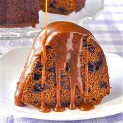 Blueberry Gingerbread Cake with Toffee Sauce