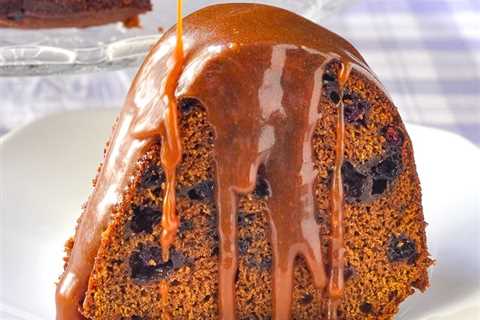 Blueberry Gingerbread Cake with Toffee Sauce