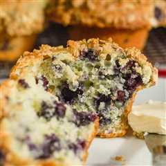 Lemon Blueberry Muffins with oatmeal almond streusel