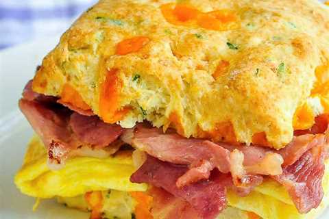 Ham Cheddar Biscuit Breakfast Sandwiches