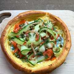 Smoked Salmon, Dill Sour Cream and Cucumber Dutch Baby