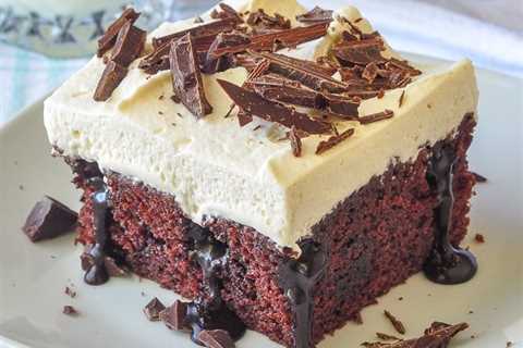 Chocolate Poke Cake with Fudge Sauce