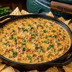 Cast Iron Queso Dip on the Big Green Egg